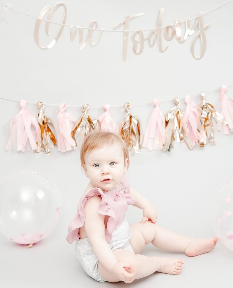 Milestone Photography Loughton, first birthday baby photography in studio East London by petite feet photography in Woodford.